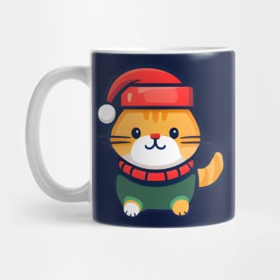 Cute ginger cat in Santa hat Christmas Mug